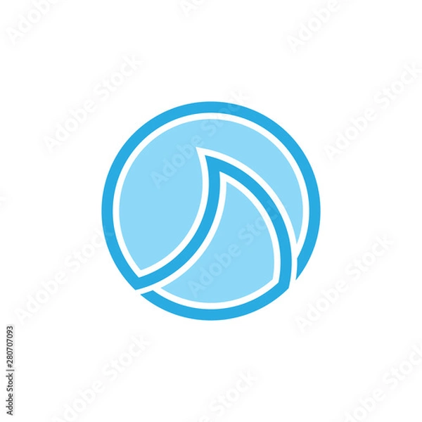 Fototapeta simple waves geometric outline circle logo vector