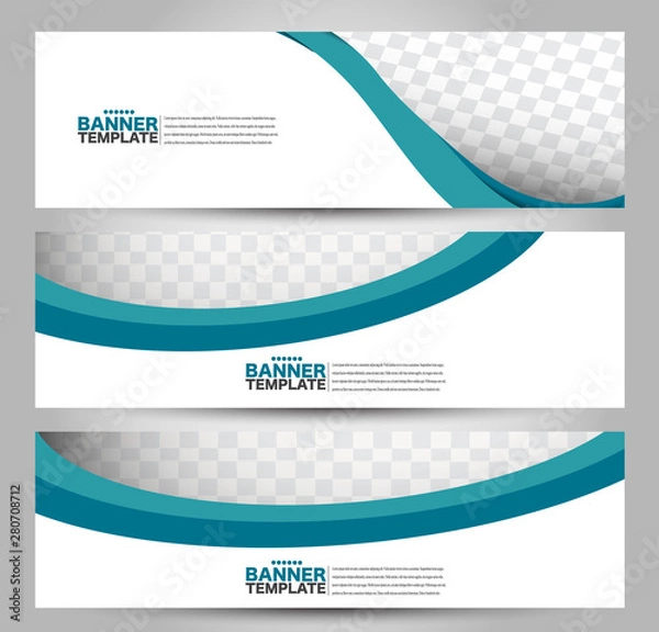 Fototapeta Banner template. Abstract background for design,  business, education, advertisement. Blue color. Vector illustration.