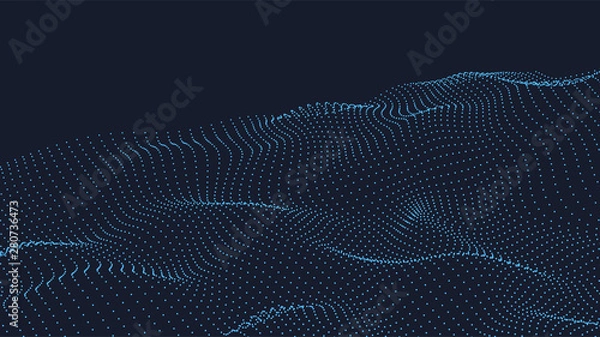 Fototapeta Abstract digital wave of particles. Futuristic point wave. Technology background vector. Vector illustration