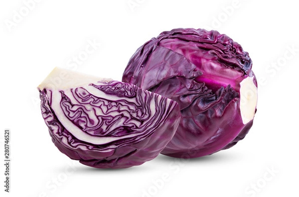Fototapeta Red cabbage  isolated on white background. full depth of field