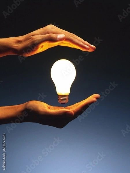 Obraz hand holding light bulb