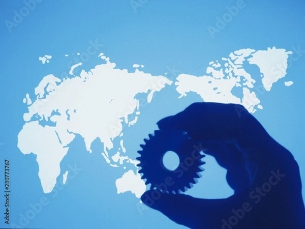 Obraz gears on a map