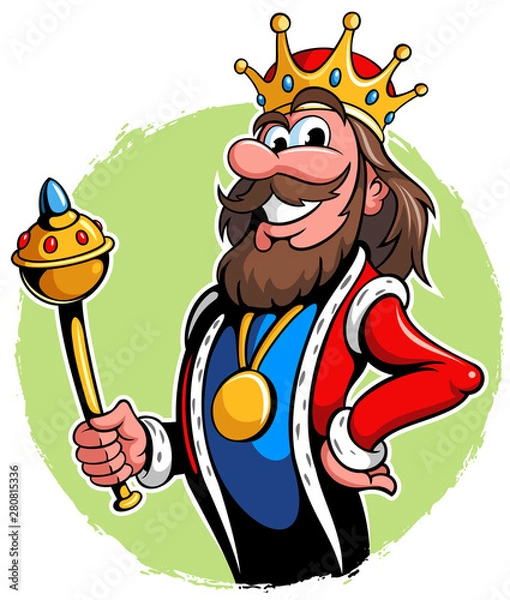 Obraz Illustration of a king with the golden scepter, vector king cartoon character.