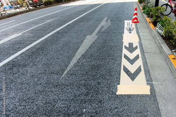 Fototapeta 自転車ナビマーク敷設工事