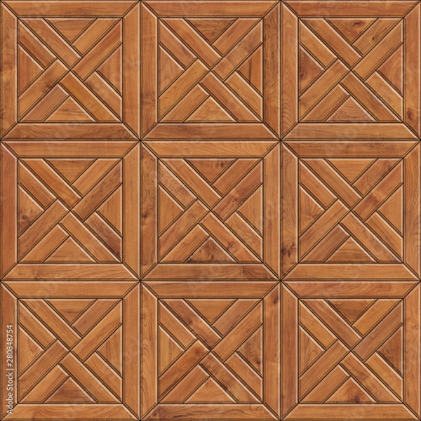 Fototapeta Seamless texture of natural wooden parquet. High resolution pattern of mosaic wood material