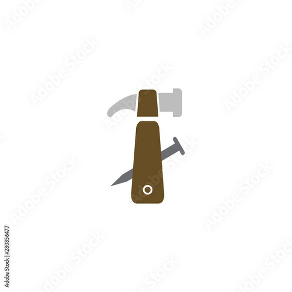 Obraz hammer and nail vector logo