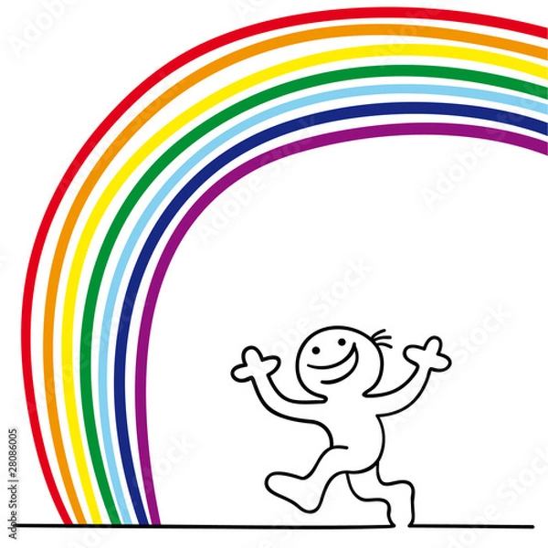 Obraz figur unter regenbogen
