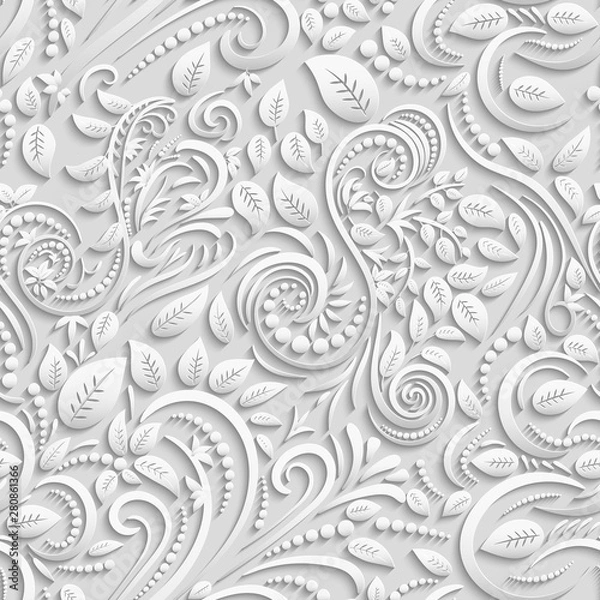 Fototapeta Vector Floral 3d Seamless Pattern Background. For Christmas and Invitation cards decoration