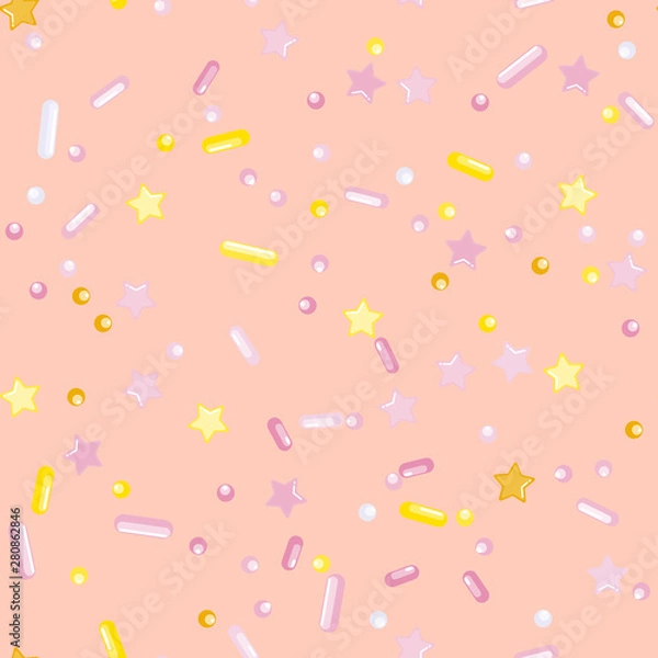 Fototapeta Sprinkle Cupcake Donut Topping. Seamless Pattern 