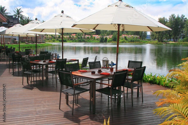 Obraz cafe on a lake