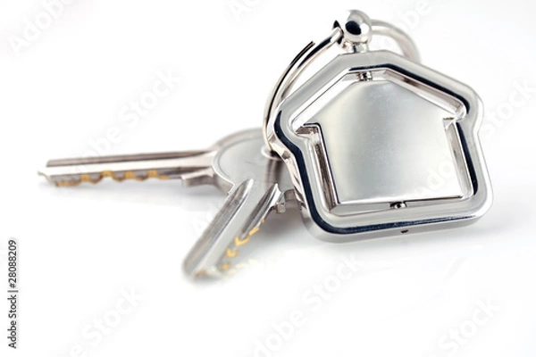 Obraz Two silver keys with metal house figure