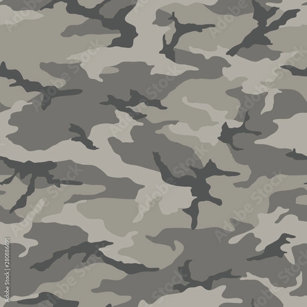 Fototapeta Seamless camouflage pattern. Khaki texture, vector illustration. Camo print background. Abstract military style backdrop