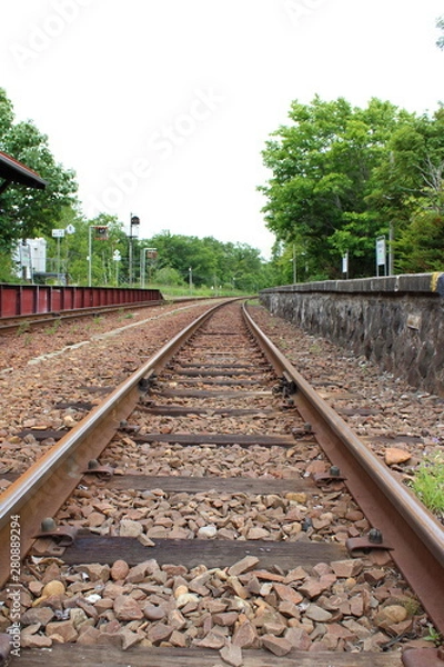 Obraz 川湯駅とレール