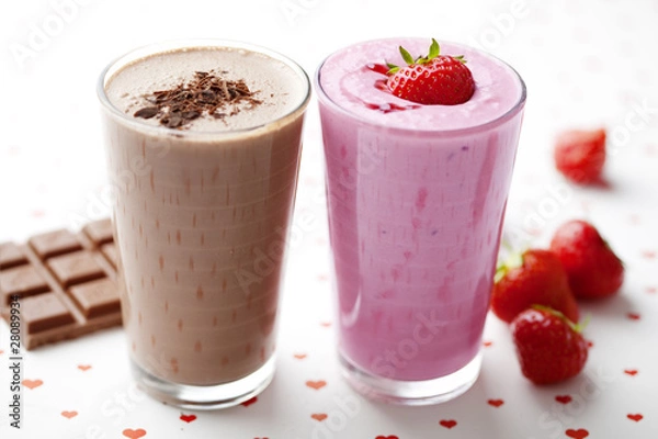 Obraz chocolate and strawberry milkshake