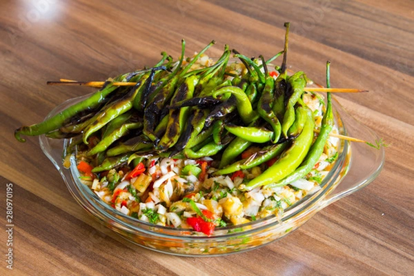 Obraz Roasted peppers on vegetarian salad