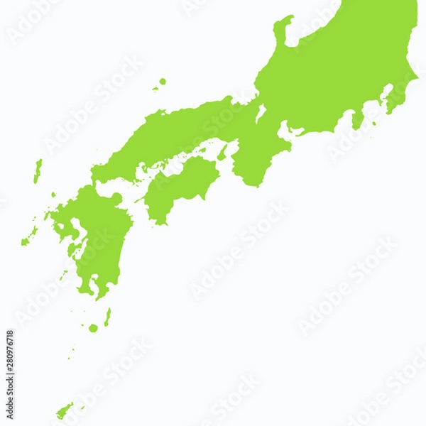 Fototapeta 日本地図　地図　日本列島　日本　図形　北海道　本州　四国　九州