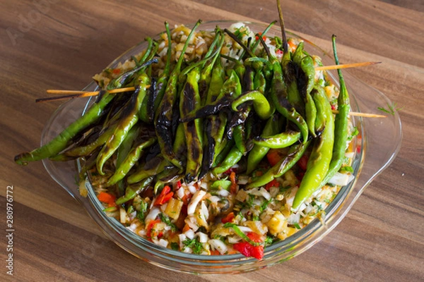 Obraz Roasted peppers on vegetarian salad