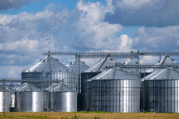 Fototapeta Grain elevator silos