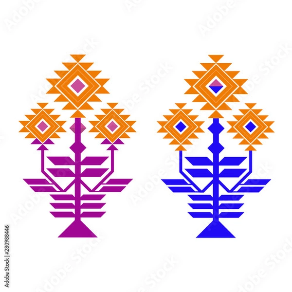 Obraz Handmade ethnic flower. embroidery. vector.