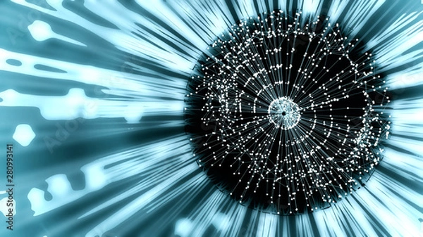 Fototapeta Concentric Data Points and Lines Within Technological Cyberspace
