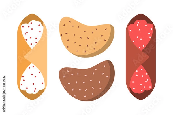 Fototapeta Cookie set. Collection of sweet bakery with chocolate