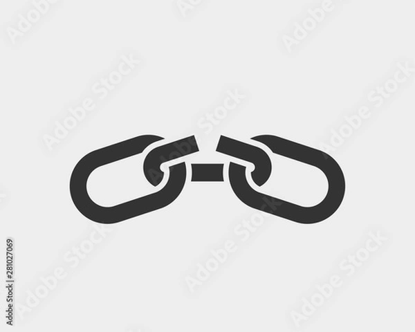 Fototapeta Wektor ikony zerwanego ogniwa łańcucha. Koncepcja połączenia z uszkodzeniem lub dołącz do biznesu. Odłącz symbol na białym tle.