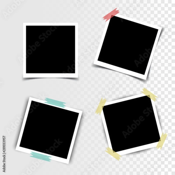 Fototapeta Photo frames vintage collection. Photo Frames in Vintage style. Photo Frame with shadow on transparent background