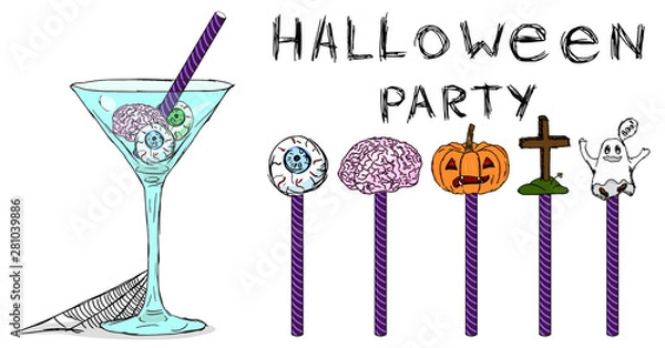 Fototapeta halloween party funny vector elements set