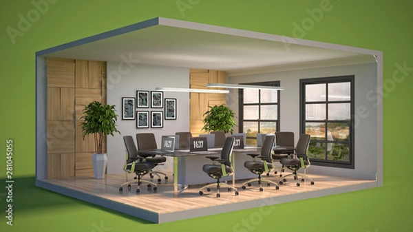 Obraz Office interior in a box. 3D illustration