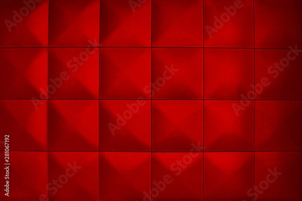 Obraz Rhombic red color wall of big squares. Background consists of large red squares. Unusual, beautiful and modern background.