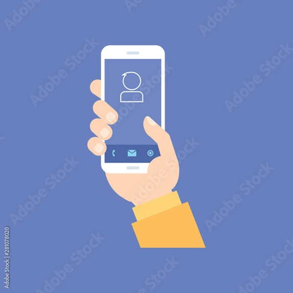 Obraz Flat design the smartphone with incoming call on screen, vector design element illustrator