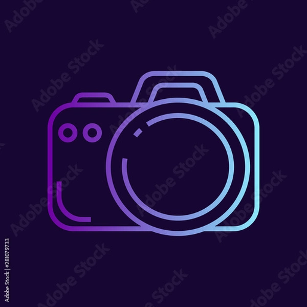 Fototapeta Camera flat vector icon on dark background