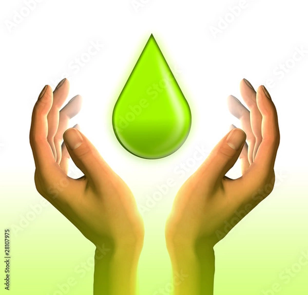 Obraz hands with green drop