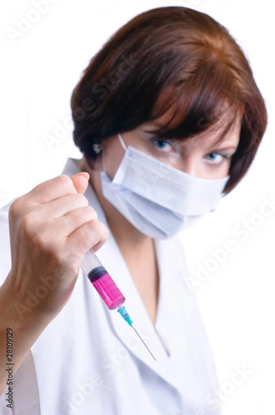 Obraz Evil doctor wants to make a prick