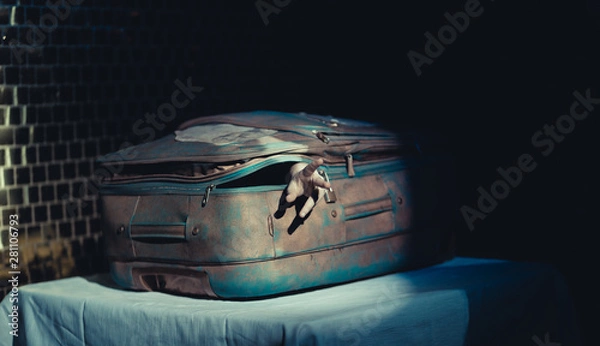 Obraz persona che esce da valigia 