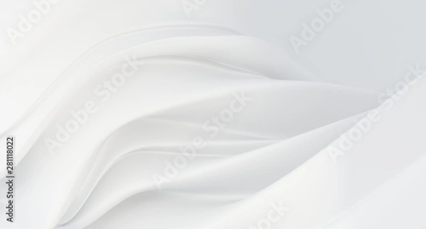 Obraz Elegant, luxury white background. Melting a thick white liquid. Expensive background for presentation, banner or business card. Background for cosmetics or jewelry. Wallpaper. 3D rendering.