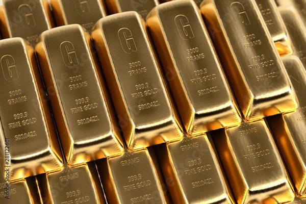 Obraz Gold bars background - 3d rendering
