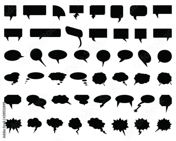Fototapeta Black bubble speech set on a white background