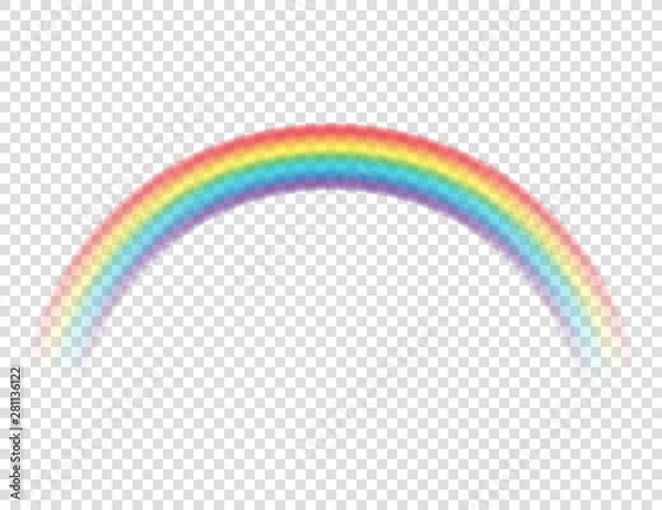 Fototapeta Streszczenie realistyczne kreskówki kolorowe tęczy na przezroczystym tle. Ilustracji wektorowych.