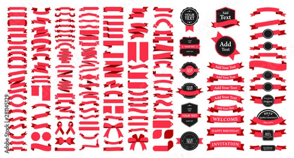 Fototapeta Beautiful Ribbons, Tags and Bows Collection Set Vector Design Eps 10	