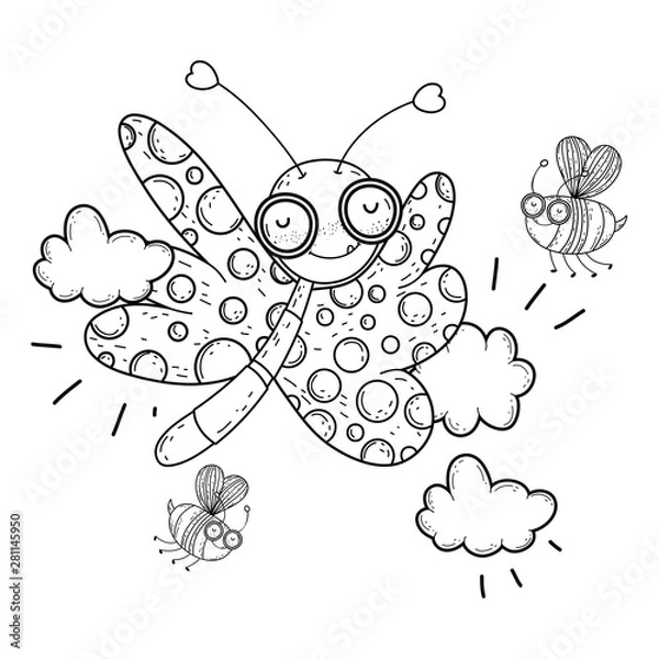 Obraz Isolated Butterfly draw cartoon design
