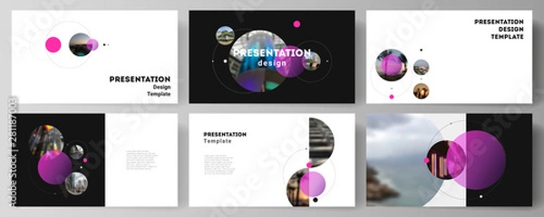 Obraz The minimalistic vector layout of the presentation slides design business templates. Simple design futuristic concept. Creative background with circles and round shapes that form planets and stars.