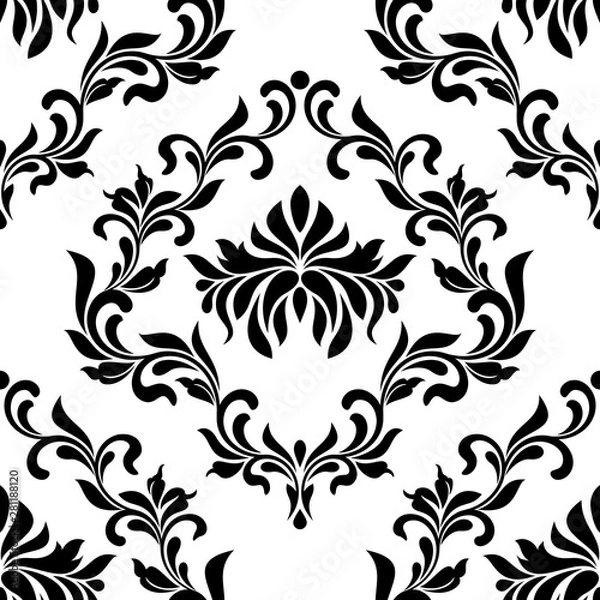 Fototapeta Seamless pattern. Wallpaper in vintage style. Background Damask. Texture for print, wallpaper, home decor, textile, package design