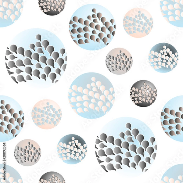 Fototapeta abstract bubbles seamless pattern in clear blue shades