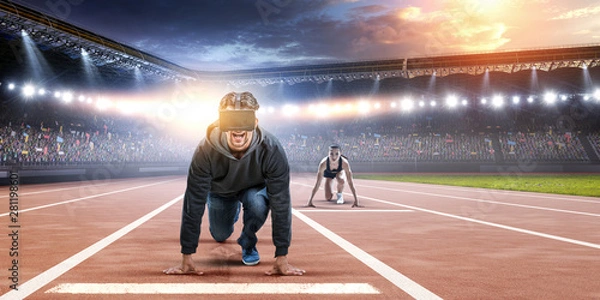 Fototapeta Young man in virtual reality