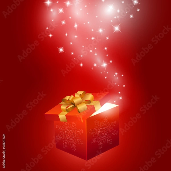 Fototapeta Red gift box abstract background