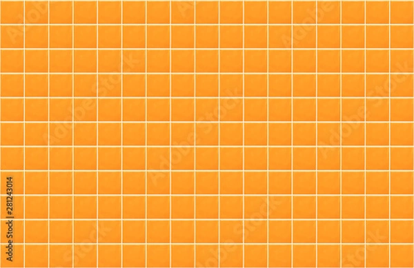 Fototapeta Orange blank ceramic tile wall texture background. Panoramic image of orange tile wall.