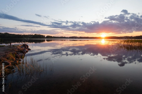 Fototapeta sunset over lake