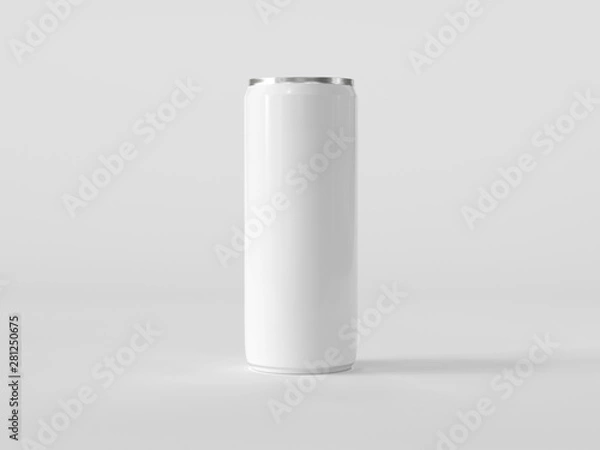 Obraz White energy drink can on white background. Mock up. 3D rendering