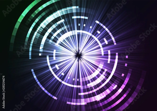 Fototapeta multicolor abstract circle background, digital overlap layer line, simple technology design template, vector illustration